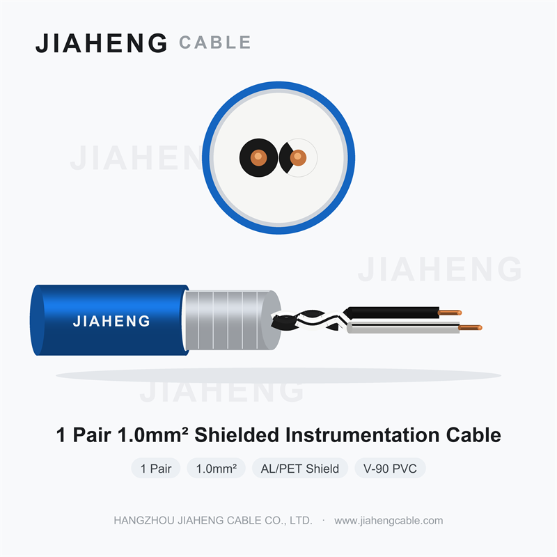 1 Pair 1.0mm² AL/PET Foil Shielded Instrumentation Cable for 4-20mA Process Control Loops