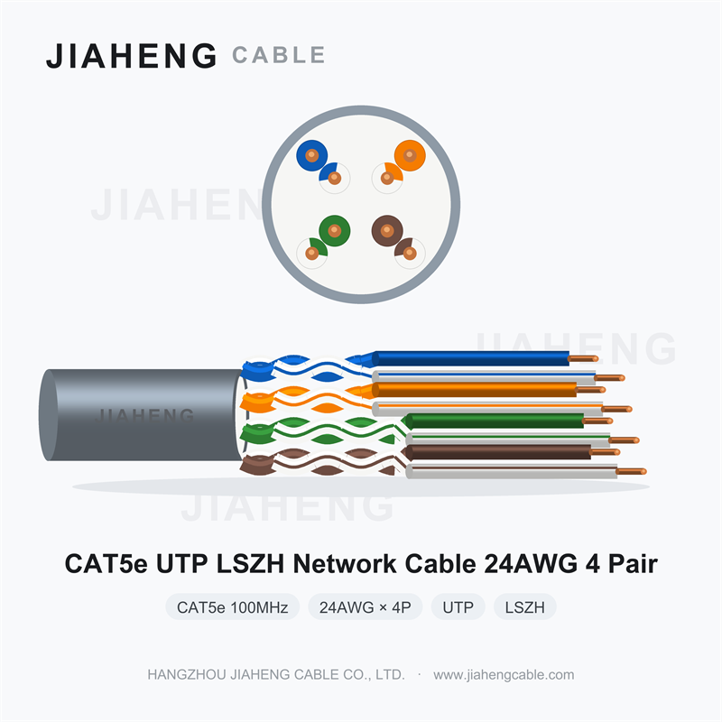 CAT5e UTP LSZH Network Cable 24AWG 4 Pair for Gigabit Ethernet Building Cabling