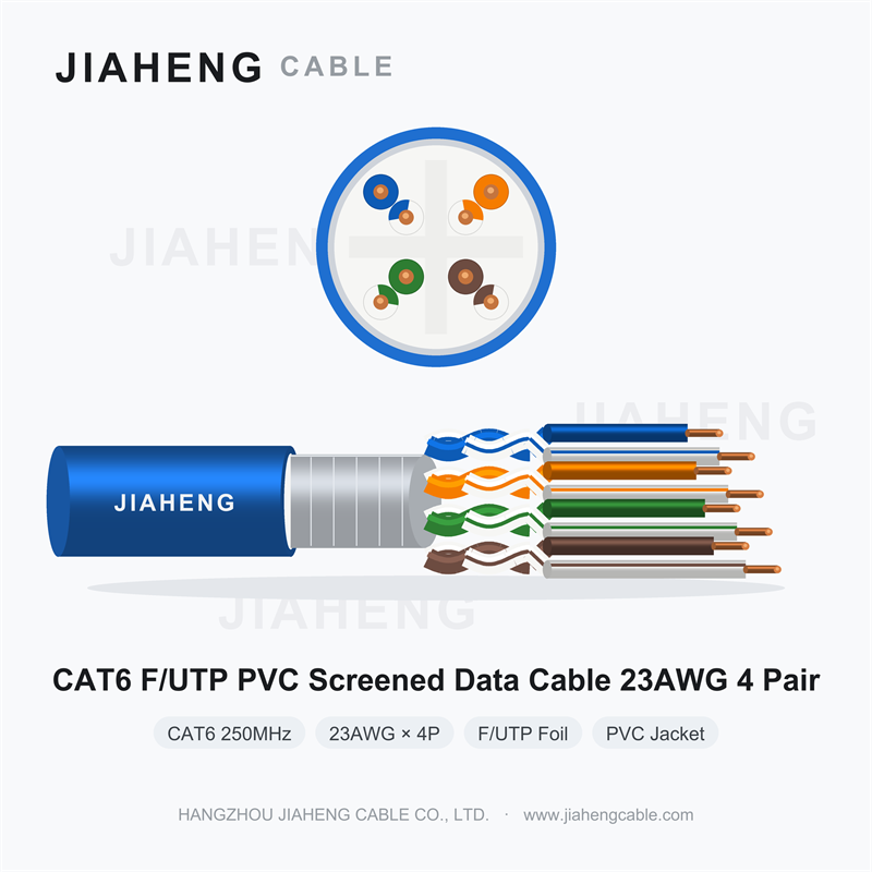 CAT6 F/UTP PVC Screened Data Cable 23AWG 4 Pair for Industrial and Plant Room Cabling