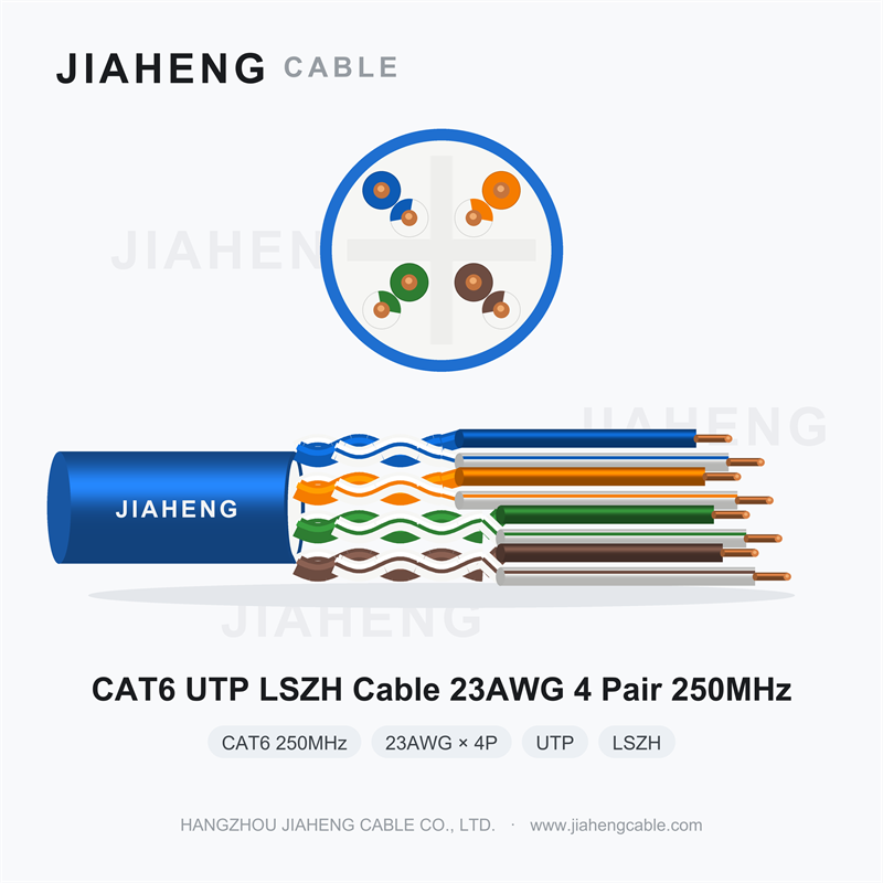 CAT6 UTP LSZH Cable 23AWG 4 Pair 250MHz for Gigabit and PoE Structured Cabling