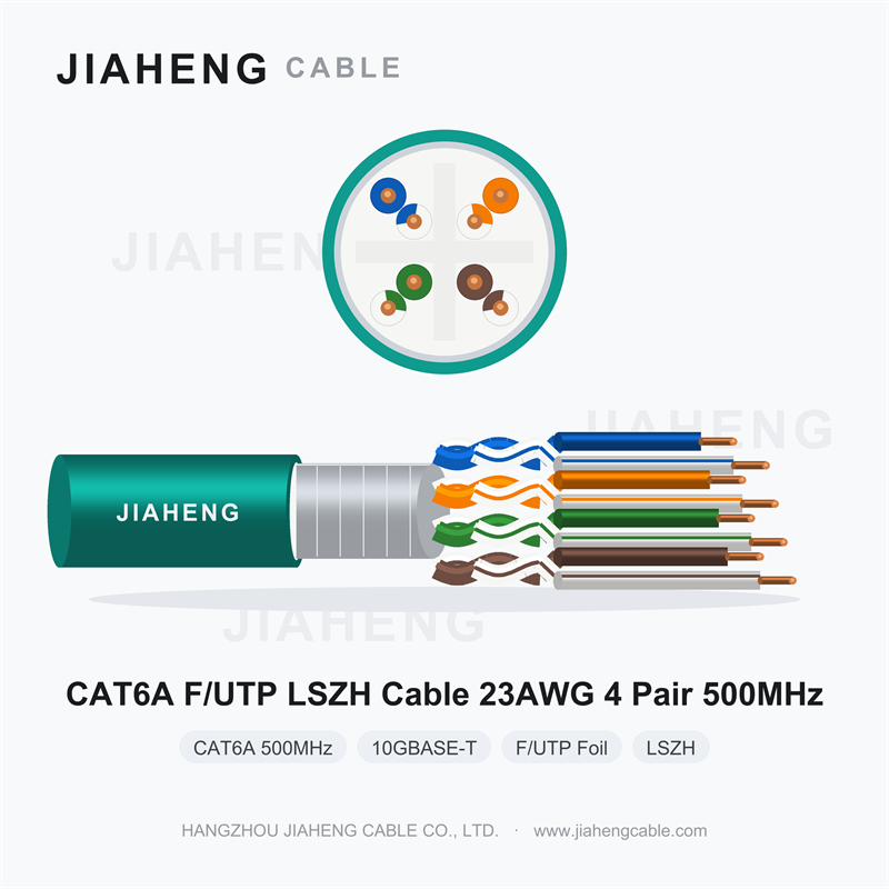 CAT6A F/UTP LSZH Cable 23AWG 4 Pair 500MHz for 10GBASE-T 10 Gigabit Cabling