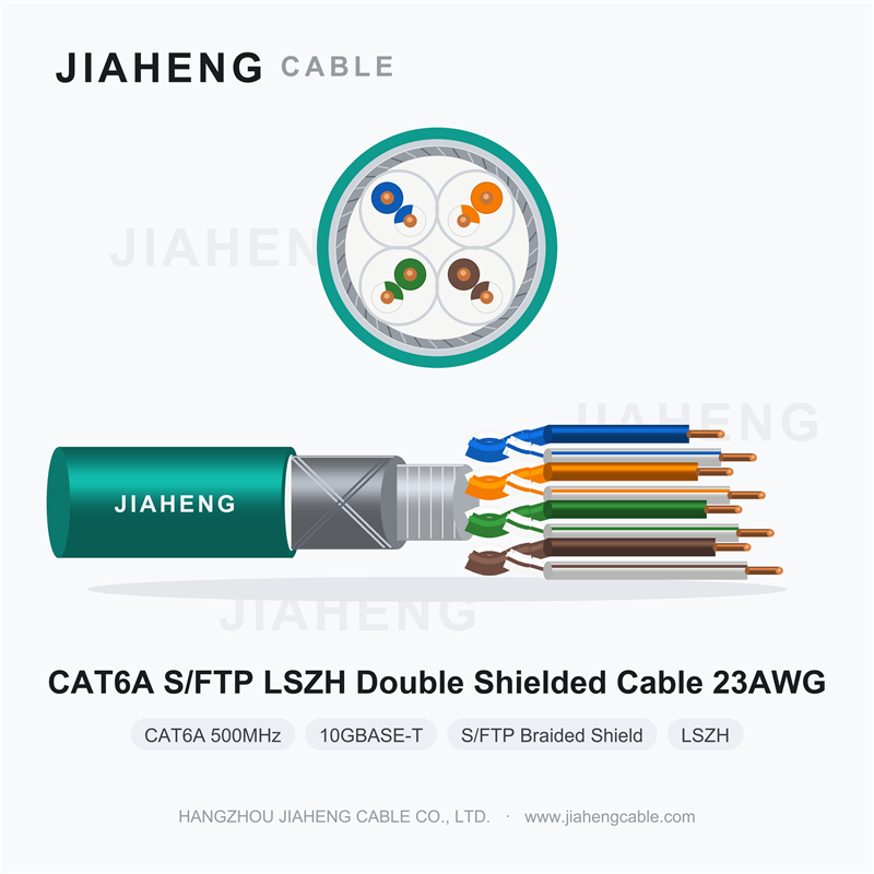 CAT6A S/FTP LSZH Cable 23AWG 4 Pair Double Shielded for Data Centre 10G Cabling