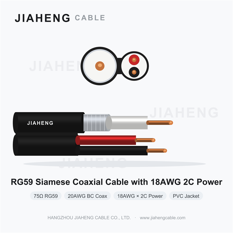 RG59 Siamese Cable with 18AWG 2C Power (20AWG BC Coax)
