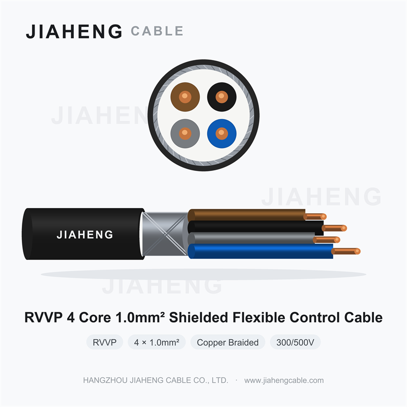 RVVP 4 Core 1.0mm² Shielded Flexible Control Cable with Copper Braid Screen